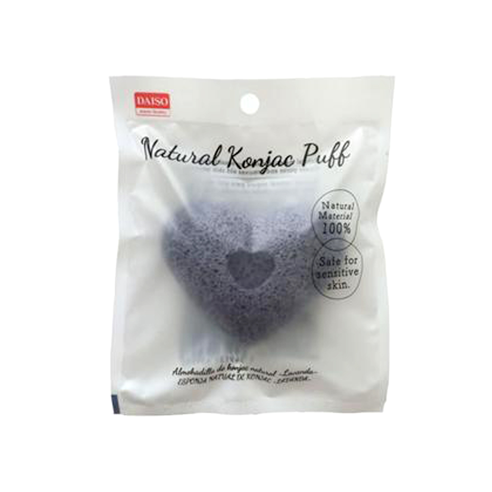 Esponja Facial Konjac Formato Coração Cor Cinza Daiso